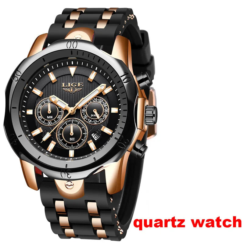 LIGE men’s automatic mechanical wristwatches – High-end luxury watch with a tourbillon, an elegant and water-resistant model, ideal for work or formal occasions.