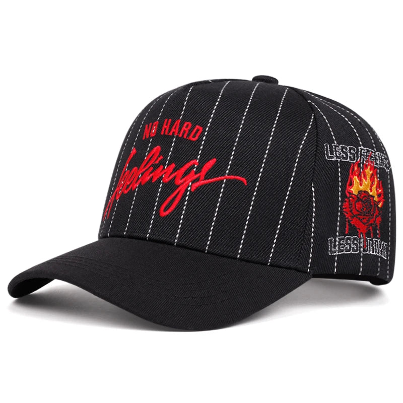 No hard feelings Men's and women's striped baseball caps Outdoor sports hats