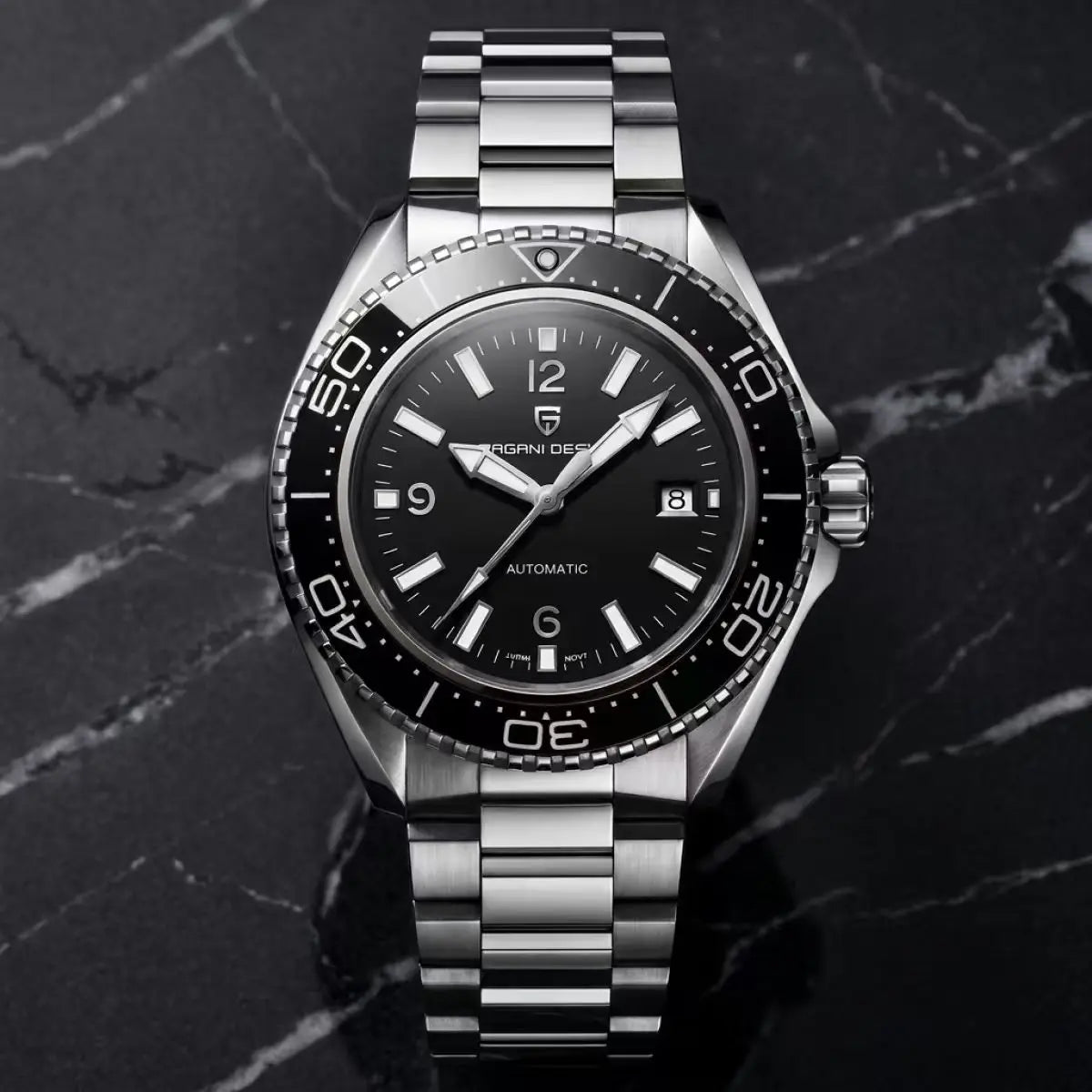 Pagani Design New Men's Mechanical Watch Luxury Sapphire Stainless Steel 100m Waterproof Ceramic bezel Automatic Watch