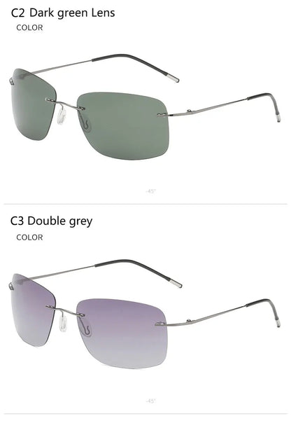 Titanium Frameless Polarized Sunglasses Driver Driving Night Vision Goggle Folding Ultra Light Color Film Titanium SunglassUV400