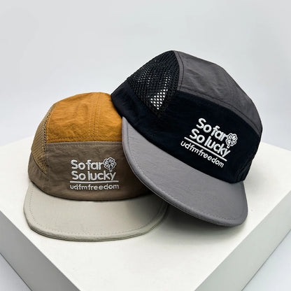 New Unisex Flat Eave Embroidered Letters Baseball Hats Breathable Korean Sunshade Quick Drying Peaked Caps Niche Versatile ins
