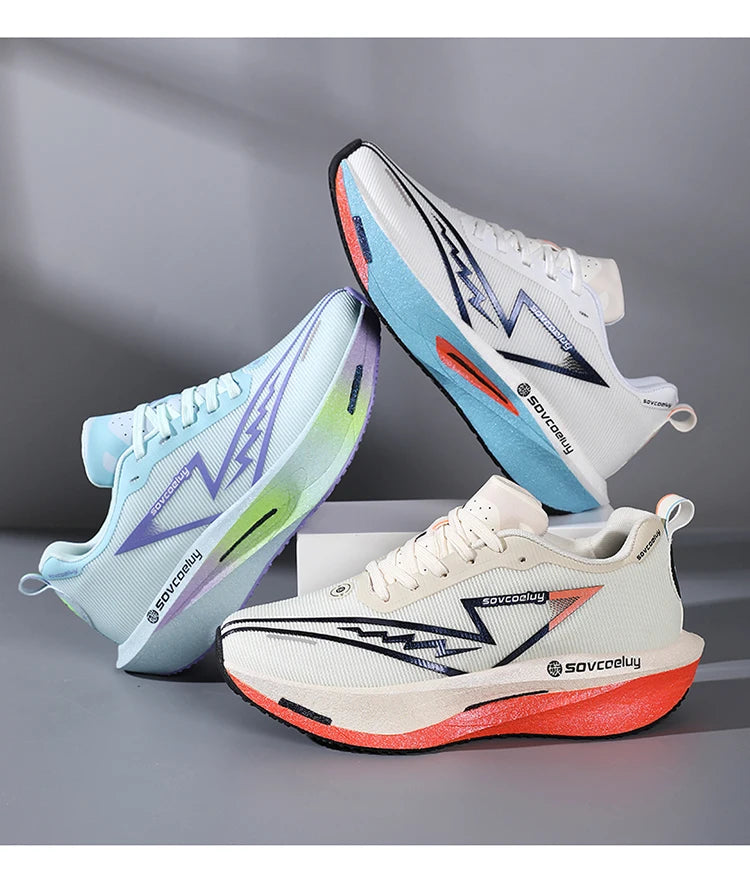Sapatilhas de corrida com placa de carbono, especialidade maratona, para homem e mulher, desportivas, respiráveis, leves, confortáveis, atléticas e antiderrapantes