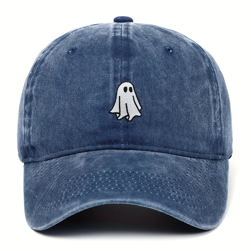 Halloween Embroidered Baseball Hat with Cute Ghost Pattern Simple Style Suitable for Men and Women