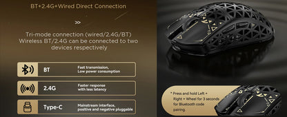 ATTACK SHARK R5 Ultra 8K karbonfiber vezeték nélküli gamer egér 42000 DPI-s PAW3950 MAX érzékelővel – 39g ultrakönnyű kivitel Win/Mac rendszerekhez