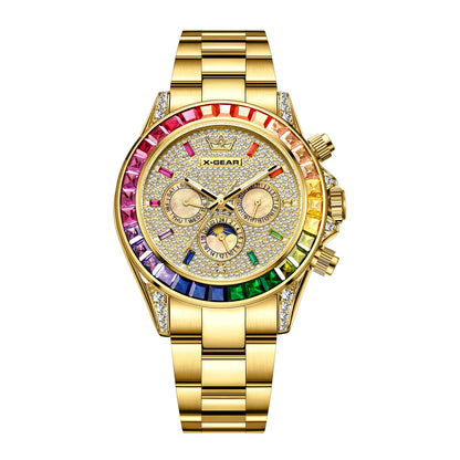 X-GEAR Men's Watch Automatic Mechanical with Diamond Dial Luminous Moon Phase Water-Resistant