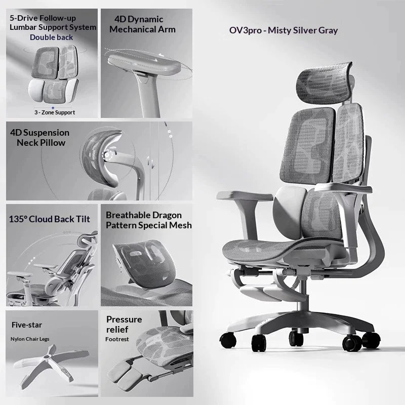 Cadeira de escritório em malha ergonómica, executiva, para computador e gaming, mobiliário moderno, giratória, com rodas e ajustável, Silla Gaming, cadeira ergonómica