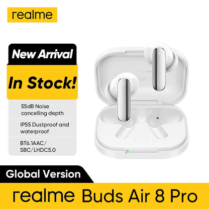 realme Buds Air 8 Pro Wireless Bluetooth 6.1 Earbuds – 55dB Active Noise Cancelling, LHDC 5.0, AI Translation, IP55 Waterproof TWS Earphones