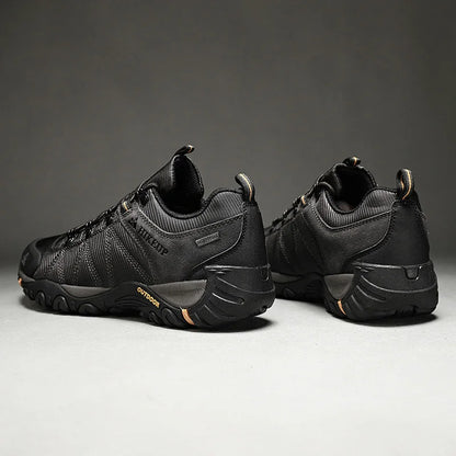 HIKEUP Zapatillas de senderismo para hombre de cuatro estaciones, calzado deportivo de exterior en cuero genuino resistente al desgaste, zapatos de escalada con suela de goma para trekking