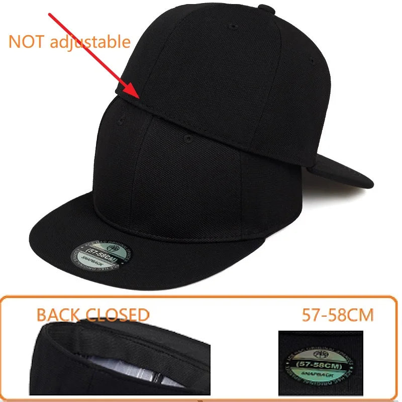 Brand Oohmy Back Closed Baseball Cap for Small Head Lady Man Blank Hiphop Snapback Hat Fitted Flat Caps 58cm to 60cm
