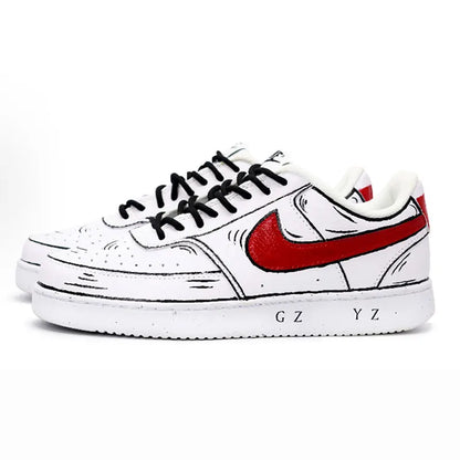Räätälöidyt lenkkarit Nike Court Vision 1 Graffiti Anime -sarja, kulutusta kestävät miesten skeittikengät