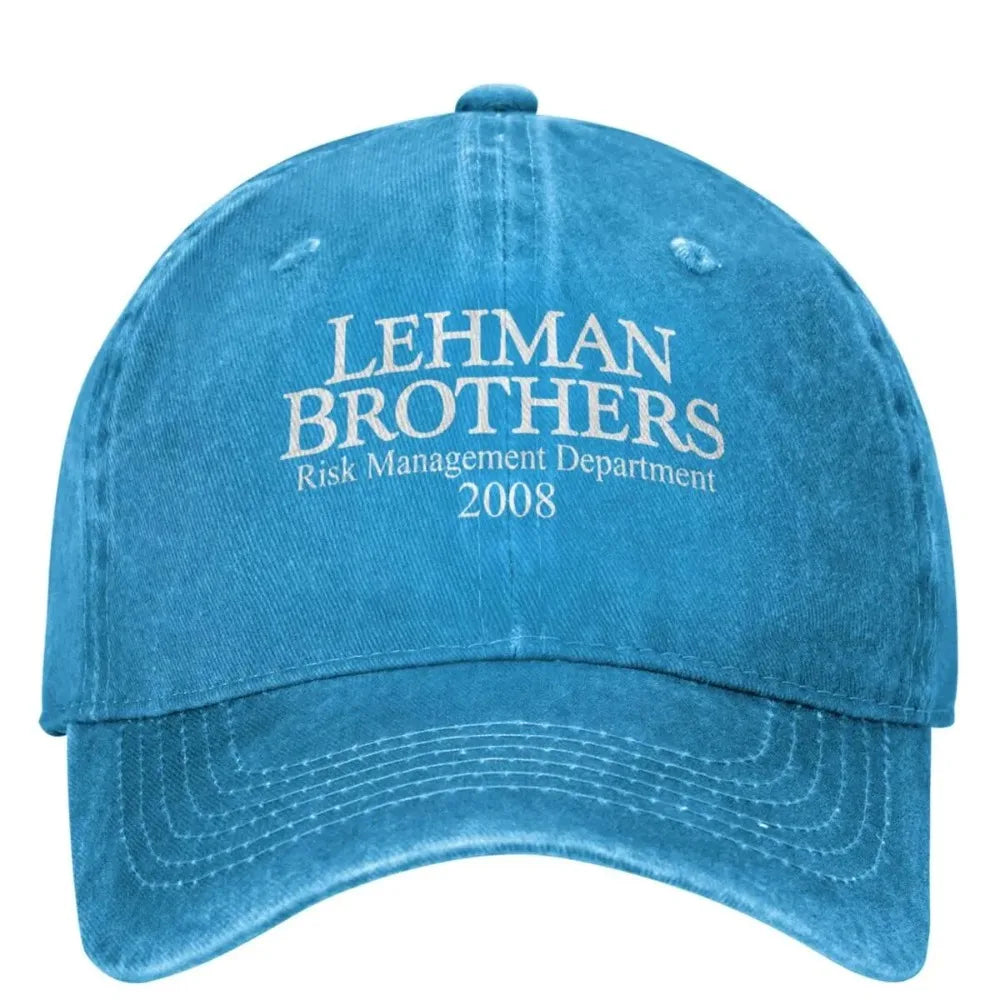 „Lehman Brothers“ rizikos valdymo beisbolo kepurė, banko bankrotas, „Trucker“ stiliaus kepurė, teniso ir riedlenčių „Snapback“ stiliaus kepurė, moteriškos beisbolo kepurės