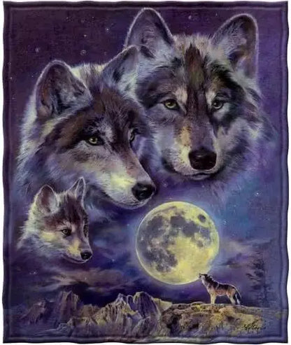 Howling Wolf Moonlight Mountain odeja z motivom divjih živali za dekoracijo spalnice, darilo zanj, NatureStyle
