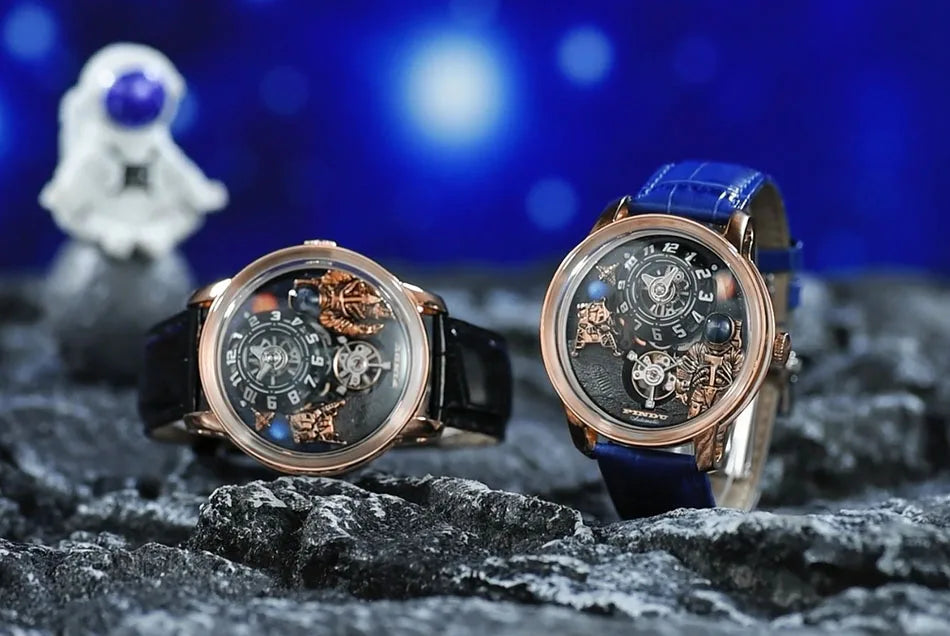 PINDU Watch Men New Space Series Unique Design Three-dimensional Dial Arabic Numerals Luminous Sapphire Mechanical Watch W2101B