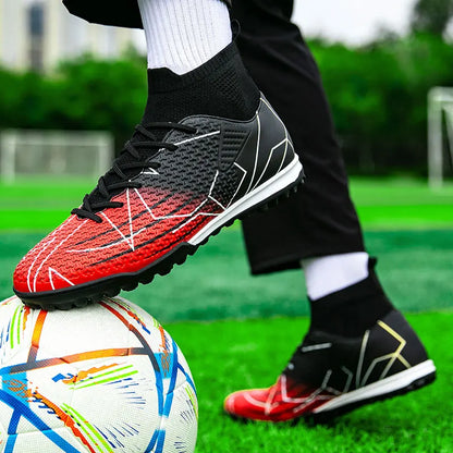 Nouvelles chaussures de Football professionnelles haut en cuir d'herbe artificielle jeunes étudiants chaussures de Football d'entraînement pour hommes et femmes sport