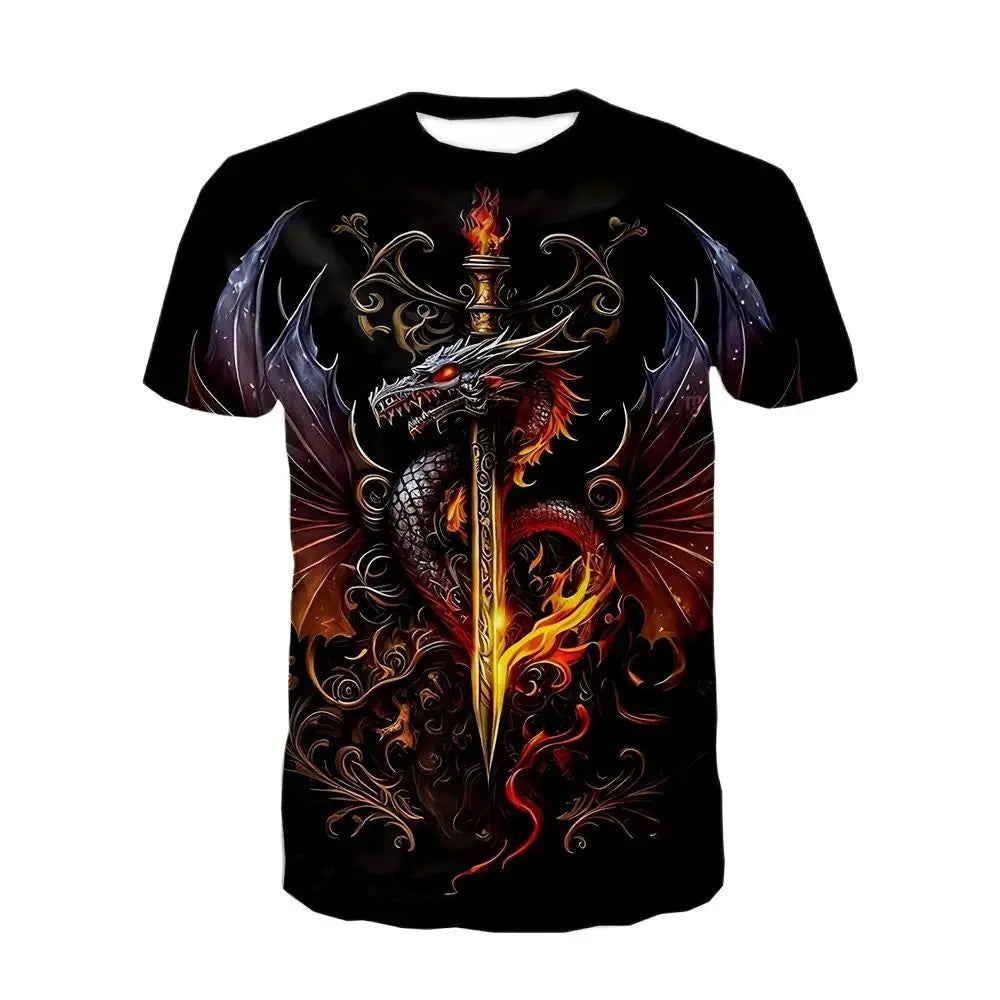 Kleding met drakenprint voor heren, grappige zomerkleding voor heren, T-shirts voor heren met korte mouwen, T-shirts met drakenafbeelding, gepersonaliseerde T-shirts