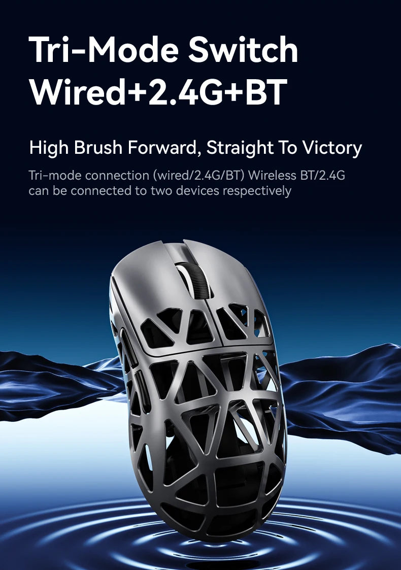 Bezprzewodowa mysz gamingowa Attack Shark R2 PAW3950 8K ze stopu magnezu, lekka mysz gamingowa Bluetooth Tri-Mode do gier/biura