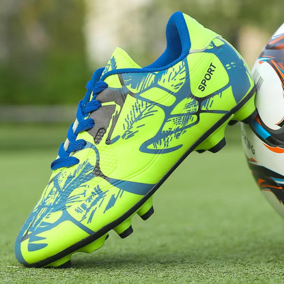 Chaussures de football pour jeunes enfants AG, crampons pour terrain ferme, lacets, antidérapantes, pour garçons et filles, chaussures de football pour adolescents, chaussures d'entraînement professionnelles.