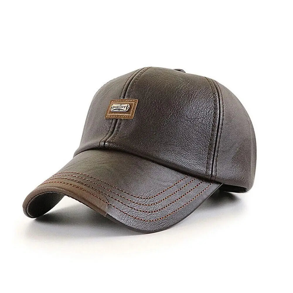 Men Hats Baseball Caps Leather Outing Cap Fashion Casual Adjustable Winter Warm Hat