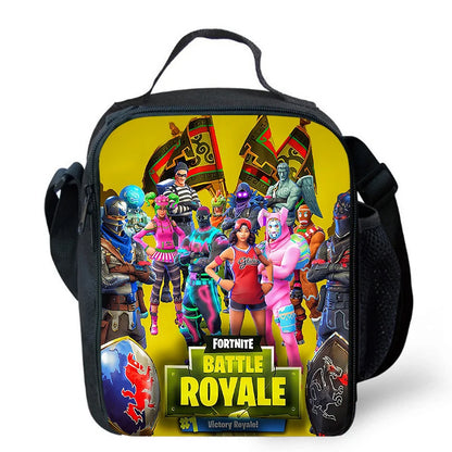 Fortnite cartoon lunch bag, portable insulated lunch bag, reusable food storage bag, suitable for children and students.
