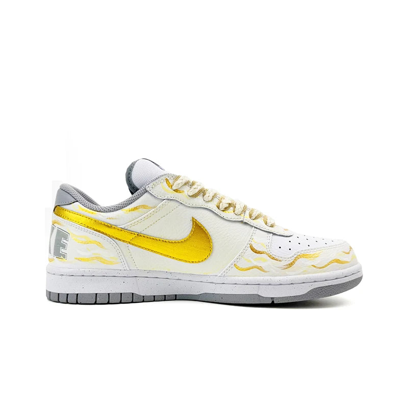 Custom Sneakers Nike Big Sui Xin Gold & Wood Vintage High-Street Low-Top Skate Shoes With Gift Bag For Men