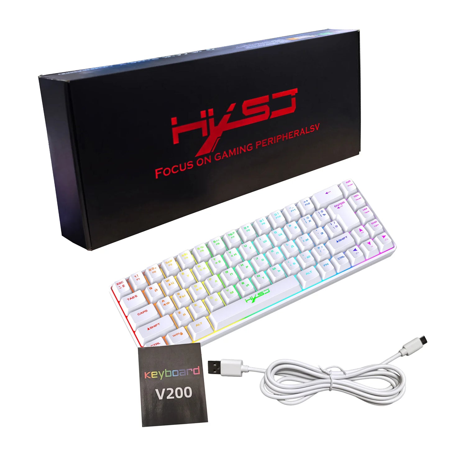 Tastiera meccanica gaming 68 tasti russo-inglese, tastiera bilingue con retroilluminazione RGB per il gaming