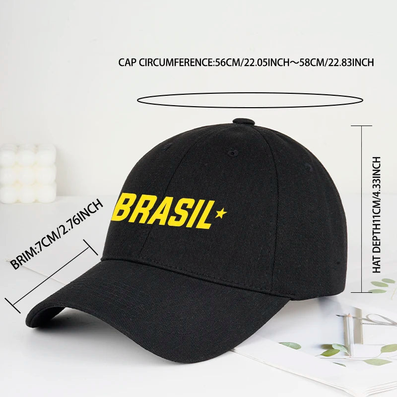 Brazil Fans “BRASIL” Printed Soft-Peak Baseball Cap – Unisex Adjustable Sun Hat for Soccer Enthusiasts – Father's Day Gift