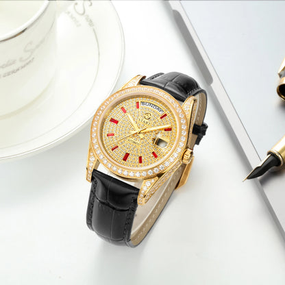 【START】Gypsophila Men's Watch Official Authentic Diamond Watch Waterproof Automatic Mechanical Watch Date Week Function
