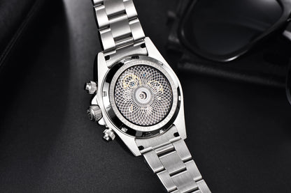 PAGANI DESIGN Personalized Men Automatic Mechanical Watch Colorful Gemstone Bezel Small Three-Pin Tachymeter Design Chronograph