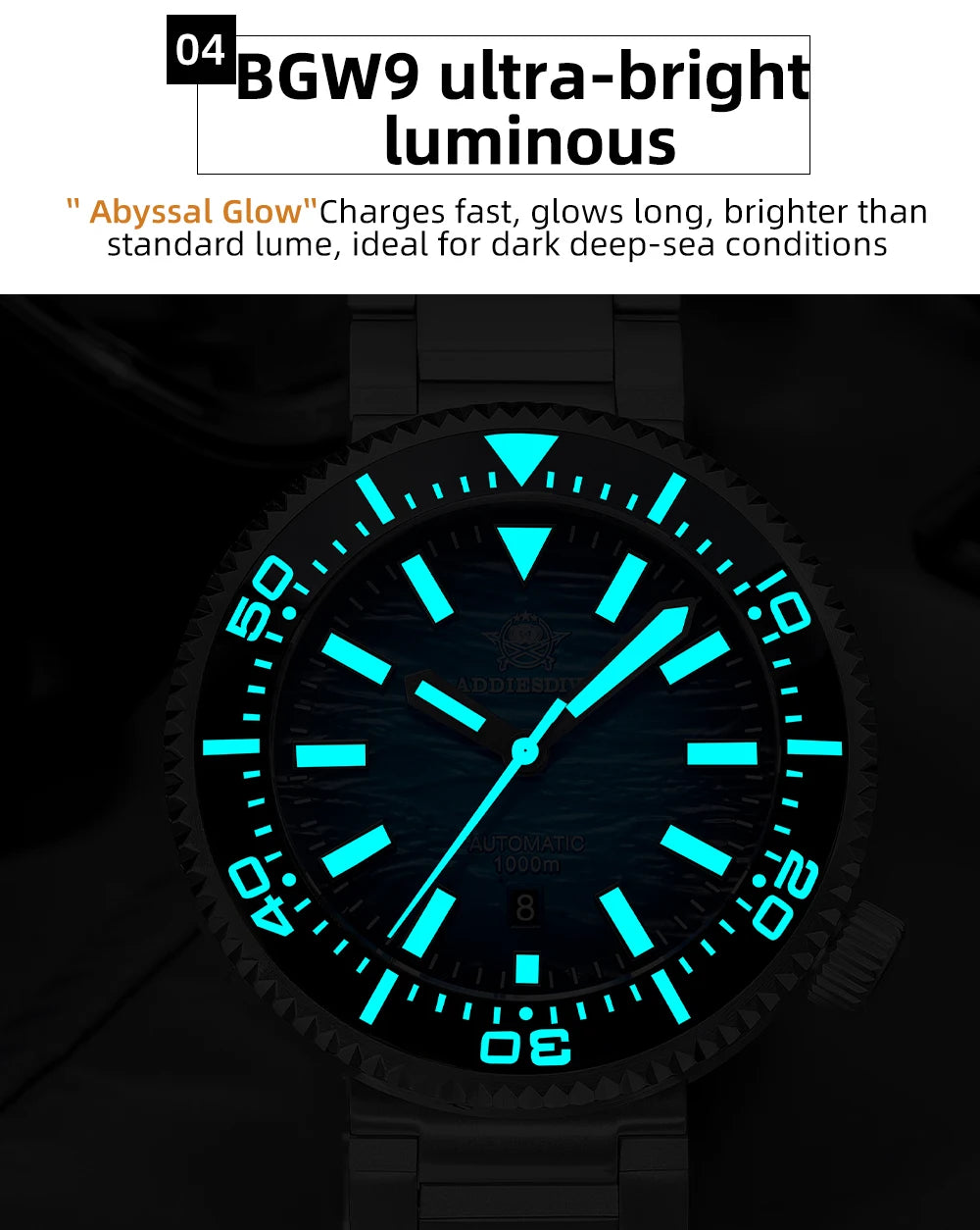 ADDIESDIVE new men's watch sapphire gradient dial BGW9 luminous Japanese 8215 mechanical watch 1000m waterproof watch AD2545