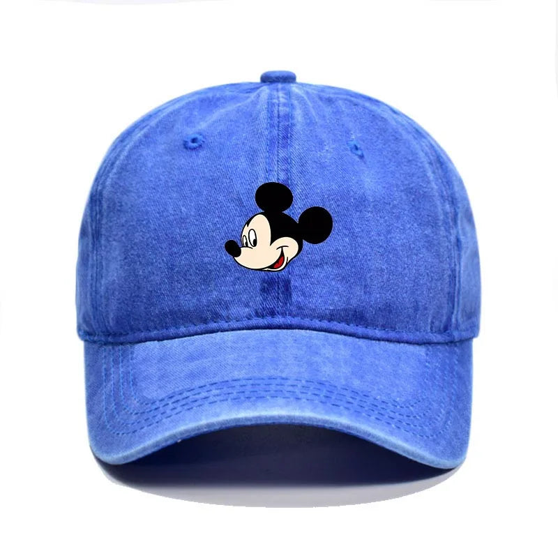 Retro Washed Mickey Mouse Print Baseball Cap Men Women Vintage Kpop Snapback Cap Adjustable Breathable Trucker Hat Sunscreen Hat