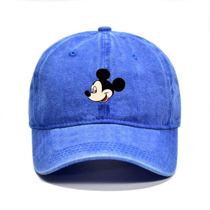 Retro Washed Mickey Mouse Print Baseball Cap Men Women Vintage Kpop Snapback Cap Adjustable Breathable Trucker Hat Sunscreen Hat