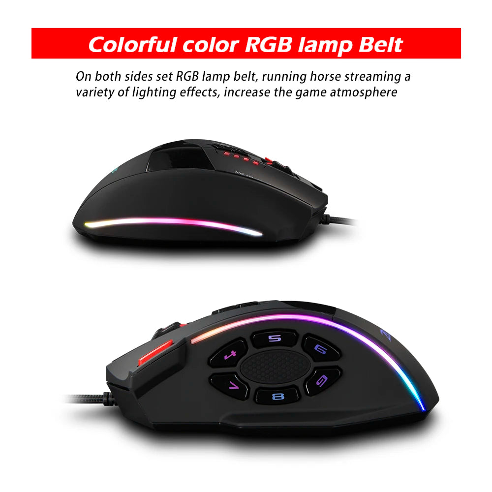 ZELOTES C13 Wired Gaming Mouse 10000 DPI RGB Programmable Gaming Mouse with 13 Buttons for PC & Laptop