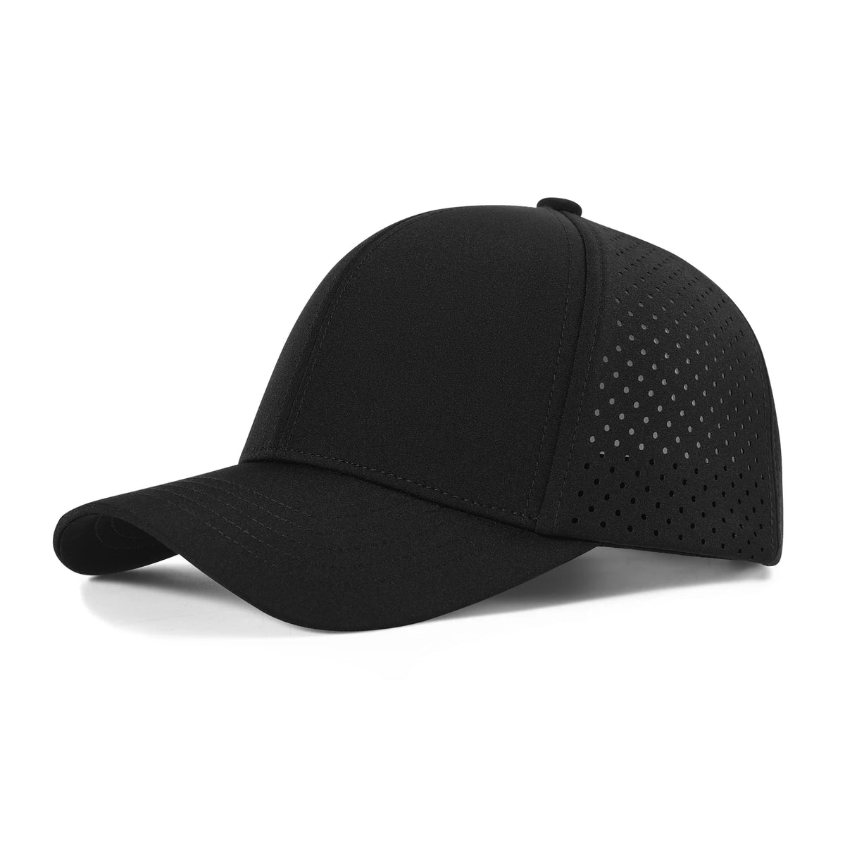 VOBOOM Șapcă de baseball pentru bărbați, cu uscare rapidă, din plasă tăiată cu laser, cu bor curbat, tip snapback, pentru alergare în aer liber și călătorii, negru