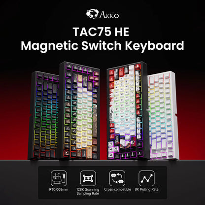 Tastiera AKKO TAC75 HE con switch magnetici 75% Gaming Keyboard Rapid Trigger 0.005mm 8K RGB cablata Esports, tastiera custom per gamer