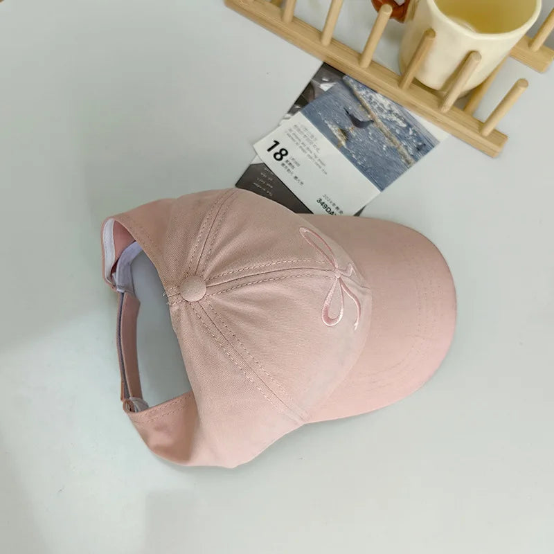 Bows Children Baseball Caps Hollow Empty Top High Ponytail Caps Adjustable Kids summer Sun Hats Boys Girls Hip hop Baseball Hat