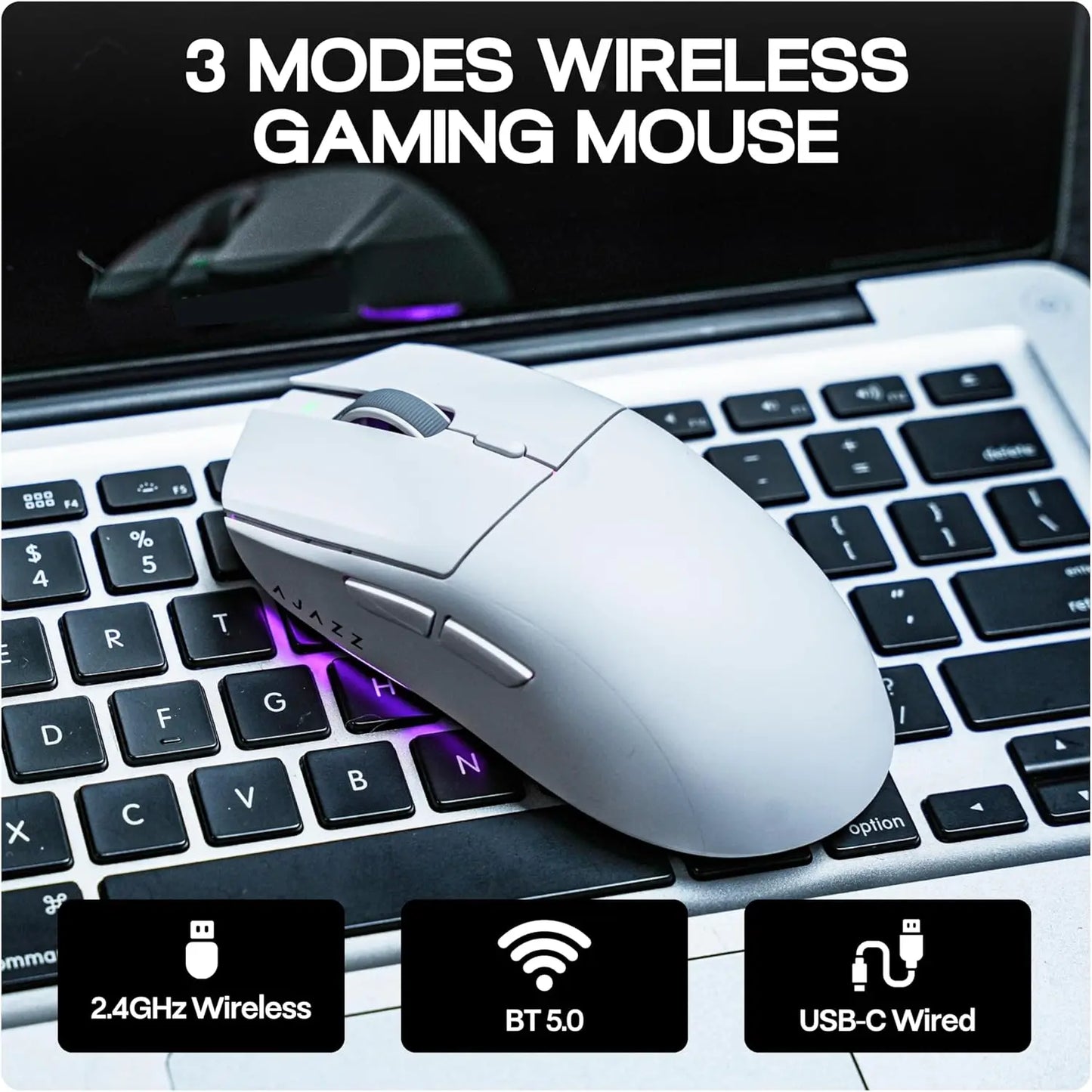 AJAZZ AJ139 V2 MC/AJ139 PRO draadloze gamingmuis met PAW3311/PAW3395-sensor, 12000DPI/26000DPI, 500mAh Bluetooth-gamermuis voor pc