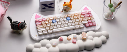 Keycaps XVX 148 Teclas Tema Gato Perfil MAO Keycap Coreana Brilhante e Fofa para Teclado 61 64 68 78 87 96 98 104 108