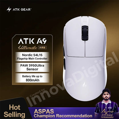 Bezprzewodowa mysz gamingowa ATK Dragonfly A9 Ultimate A9 Air PAW3950 ultralekka ergonomiczna mysz e-sportowa FPS dla graczy CSGO A9 Ultra