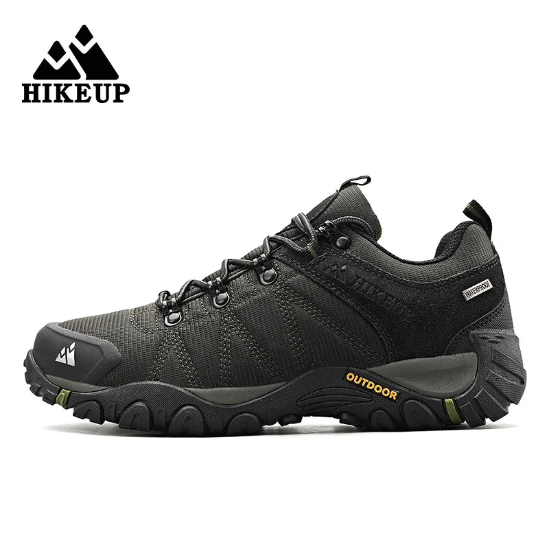 HIKEUP Zapatillas de senderismo para hombre de cuatro estaciones, calzado deportivo de exterior en cuero genuino resistente al desgaste, zapatos de escalada con suela de goma para trekking