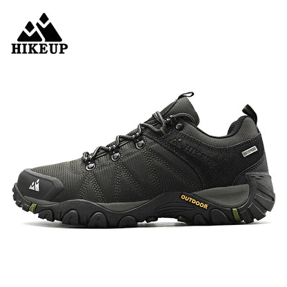 HIKEUP Zapatillas de senderismo para hombre de cuatro estaciones, calzado deportivo de exterior en cuero genuino resistente al desgaste, zapatos de escalada con suela de goma para trekking