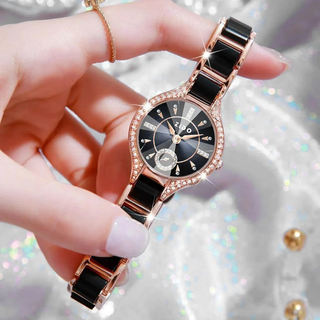 Watch for Women Brand Retro Light Luxury Waterproof Diamond Inlaid High Quality Stainless Steel Female Fashion Clock Watch