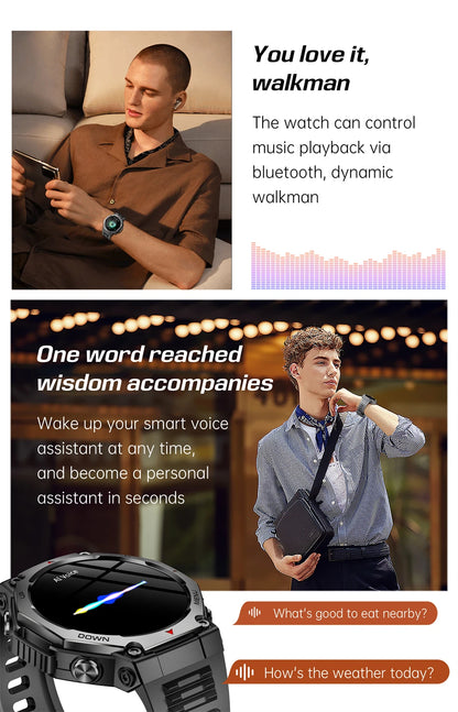 New T-Rex 3 Military Outdoor Sports Smart Watch Men GPS Motion Track 5 ATM Waterproof Heart Rate HD Bluetooth Call Smart Watch