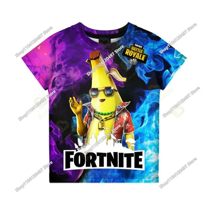 T-shirts Fortnite Anime para Menina, T-shirt Branca para Rapaz, T-shirts Cartoon para Bebé, Camisolas de Verão com Estampado Fofo, Tops de Disfarce