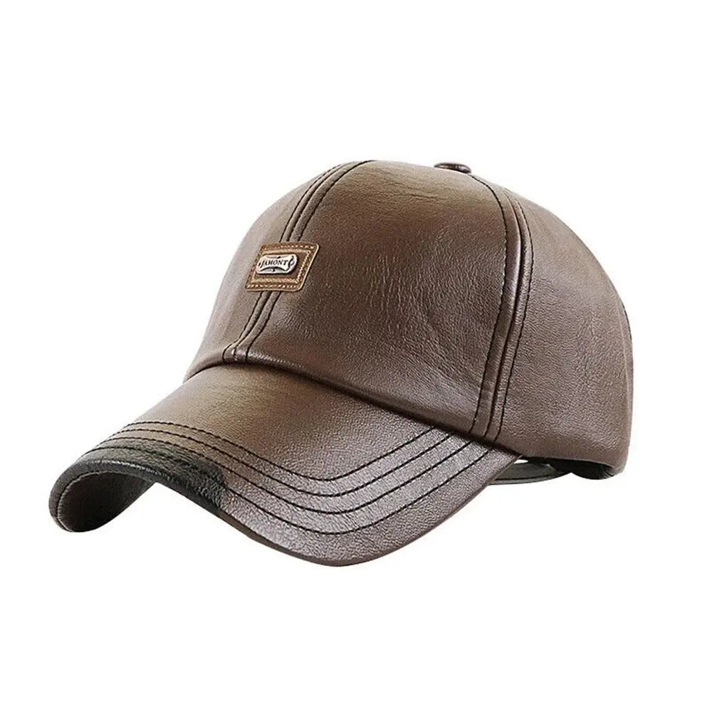Men Hats Baseball Caps Leather Outing Cap Fashion Casual Adjustable Winter Warm Hat