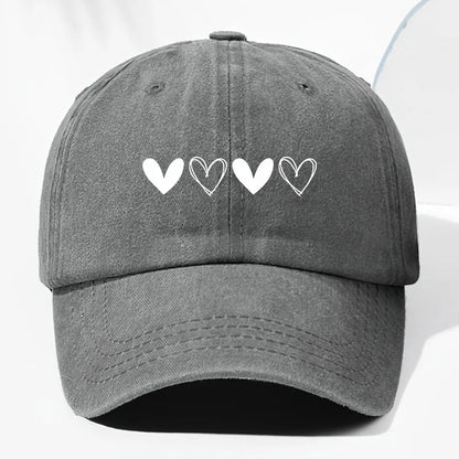Unisex retro baseball cap with heart-shaped pattern for outdoor sun protection, suitable for truck drivers all year round.