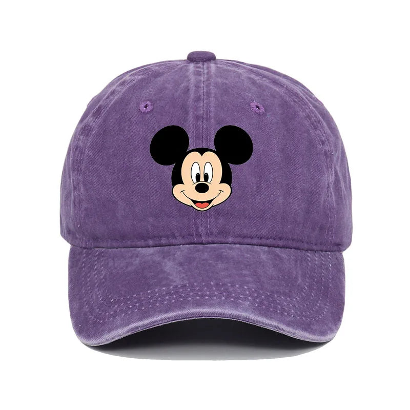 Retro Washed Mickey Mouse Print Baseball Cap Men Women Vintage Kpop Snapback Cap Adjustable Breathable Trucker Hat Sunscreen Hat