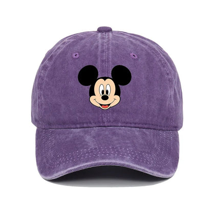 Retro Washed Mickey Mouse Print Baseball Cap Men Women Vintage Kpop Snapback Cap Adjustable Breathable Trucker Hat Sunscreen Hat