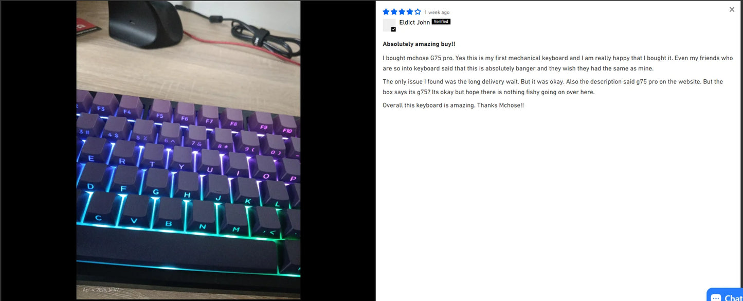 Tastiera meccanica wireless MCHOSE G75 Pro, layout 75%, montaggio gasket, 5 strati di smorzamento, retroilluminazione RGB, tri-mode, hot-swappable