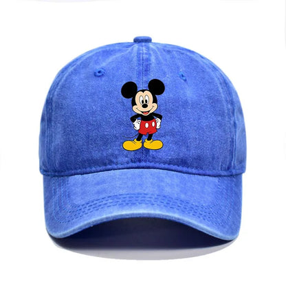 Retro Washed Mickey Mouse Print Baseball Cap Men Women Vintage Kpop Snapback Cap Adjustable Breathable Trucker Hat Sunscreen Hat