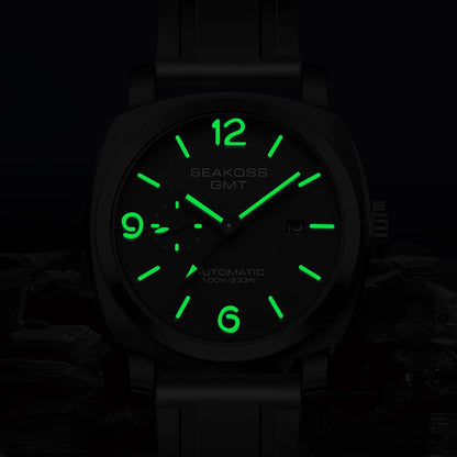 SEAKOSS 45mm Diving GMT Watch Automatic Mechanical Wristwatches Seagull ST2557 Movement 100M Luminous Calendar Men's Watches